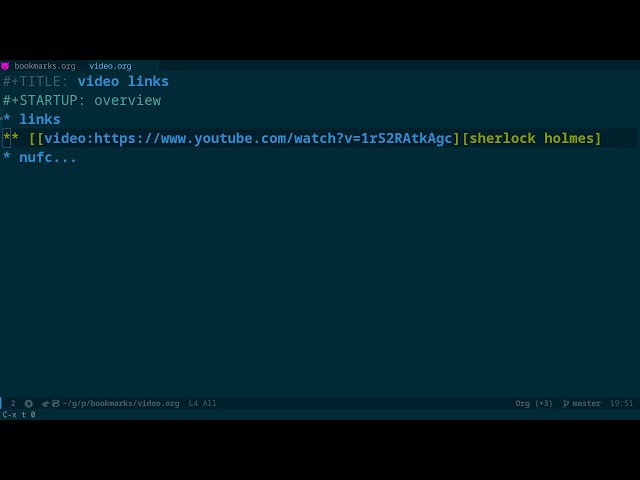 emacs org mode video link handler to open videos with mpv
