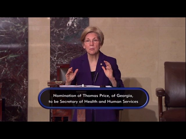 Senator Elizabeth Warren Stands Against HHS Nominee Tom Price