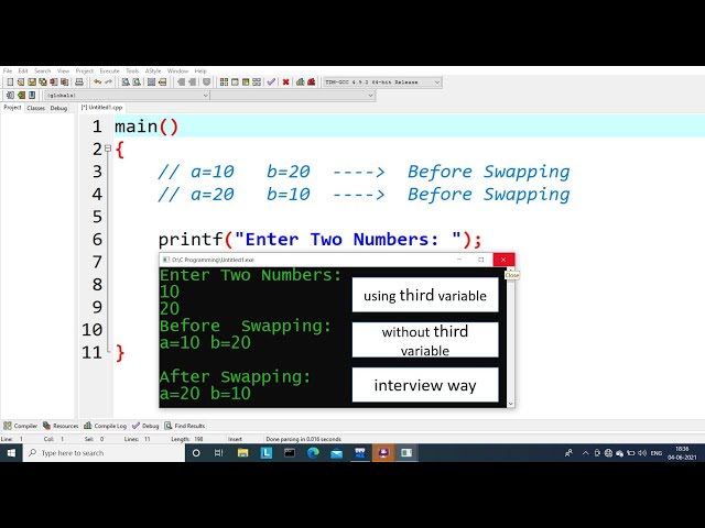 c program to swap two numbers | learn coding