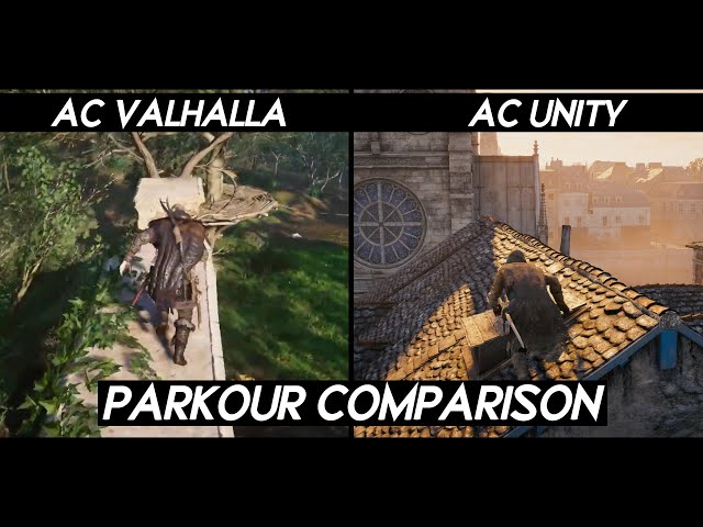 AC Valhalla (2020) "SBS PARKOUR COMPARISON" VS AC Unity (2014) | Which game parkour looks smooth ?