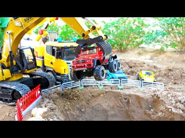 Car Toys Rescue Story with Excavator Dump Truck Sand Play
