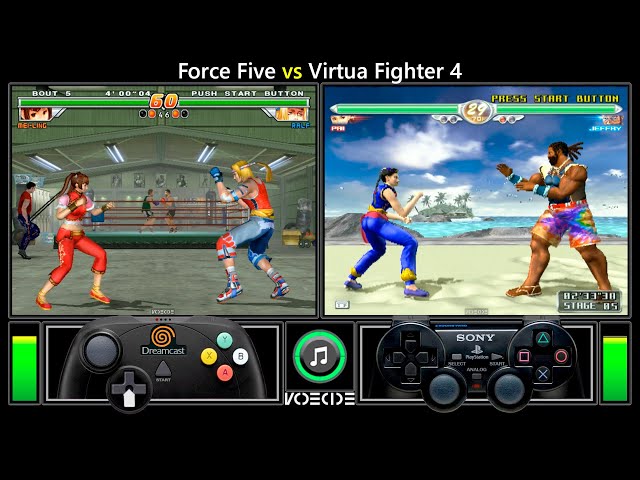 Force Five vs Virtua Fighter 4 (Dreamcast vs PlayStation 2) Gameplay Comparison