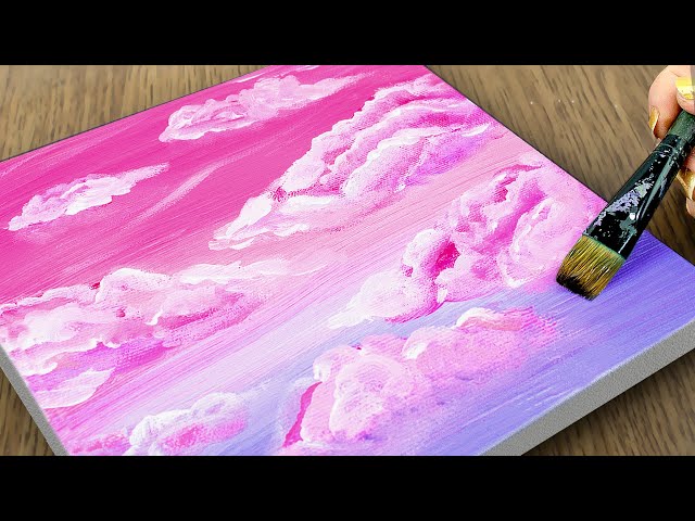 Easy Painting Pink Cloud | Satisfying Acrylic Painting for Beginners