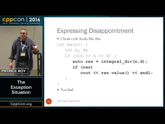 CppCon 2016: Patrice Roy “The Exception Situation"