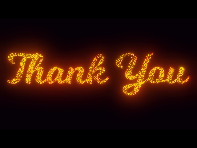Thank You Text On Black Background, Flying Sparks, Particles Looping 2D Animation. 4K Download
