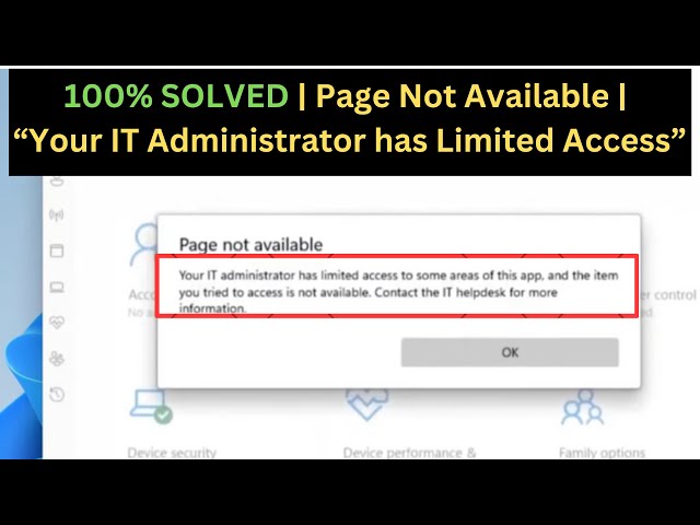 ✅2024 FIX "Page Not Available" Your IT Administrator has Limited Access to Some Areas of this App