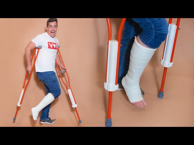 I broke my leg and built Pogo Stick Crutches!