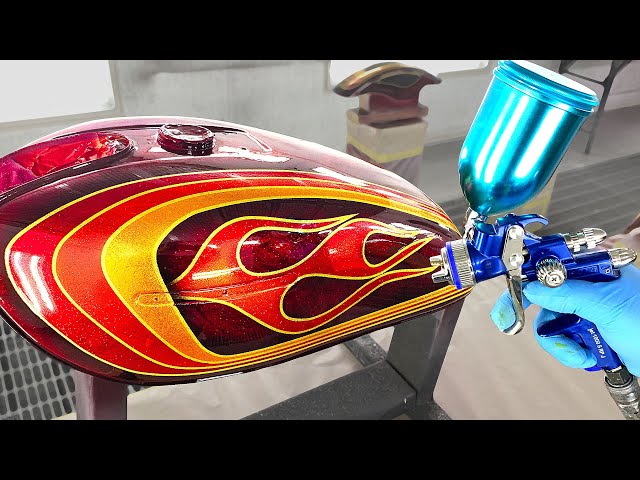 How to paint multi color candy painting on metal flake / Painting method candy paint tutorial