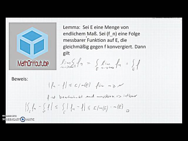 Lemma:  Sei E eine Menge von endlichem Maß. Sei (f_n) eine Folge messbarer Funktion auf E, die gleic