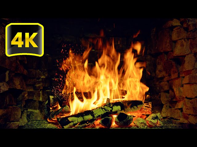 🔥 FIREPLACE 4K Ultra HD 🔥 Relaxing Fireplace with Burning Logs and Crackling Fire Sounds