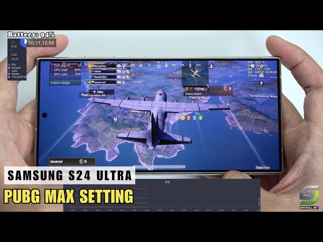 Samsung Galaxy S24 Ultra test game PUBG Max Setting Ultra Graphics