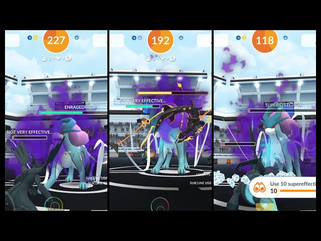 Shadow Suicune Trio Raid in Pokémon GO - Easy with 3 Trainers, Electric Zekrom and Mega Rayquaza