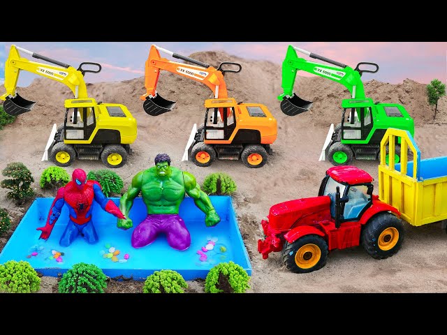 Rescue construction vehicles under the sand and Speed Bumps | Funny Stories Trucks Toys
