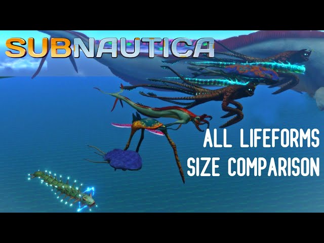 Subnautica - ALL LIFEFORMS SIDE BY SIDE SIZE COMPARISON