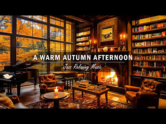 Warm autumn afternoon in a cozy cafe space with relaxing Jazz music to study, work and concentrate