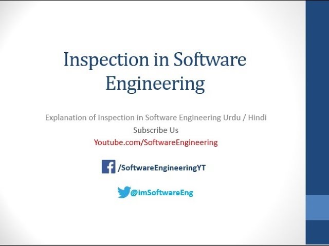 What is software inspection - Software Engineering Urdu / Hindi