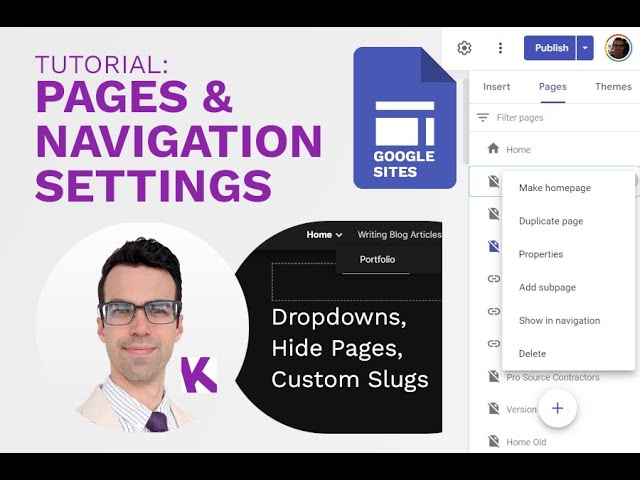 Navigation & Pages Options in Google Sites Tutorial