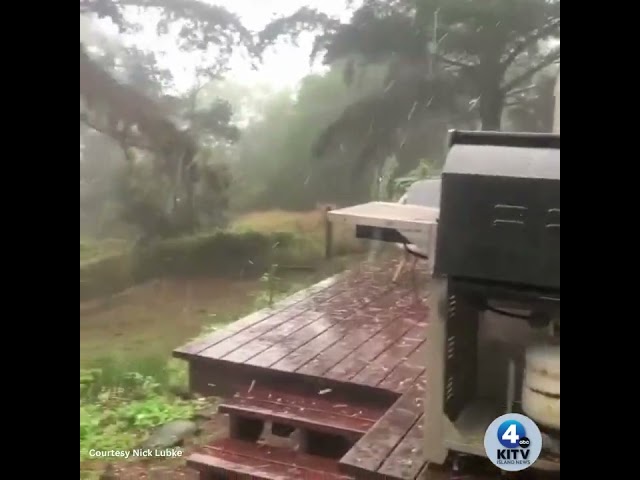 Hail falls in Ocean View toward the southern tip of the Big Island