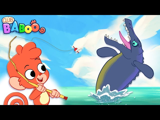Club Baboo Dinosaurs for Kids | Baboo goes Fishing | Dinosaur Cartoon | Mosasaurus