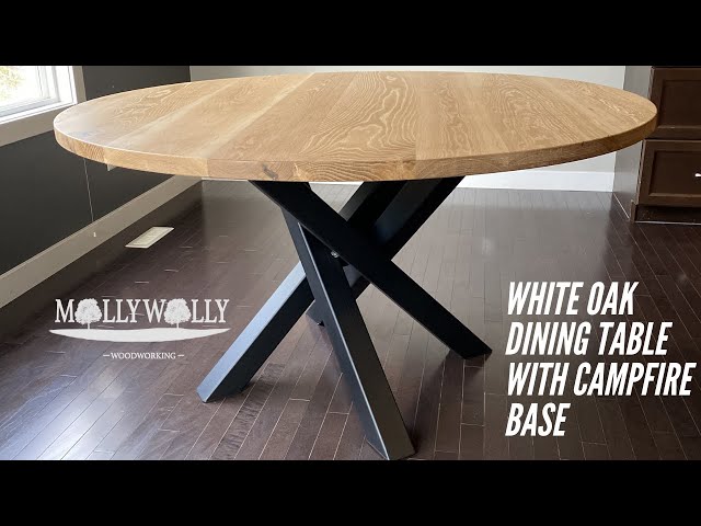 White Oak Table With a Campfire Steel Base