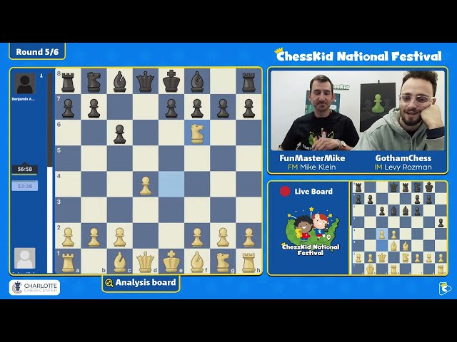 ChessKid National Festival Tournament: Round 5 with IM Levy Rozman and FunMasterMike