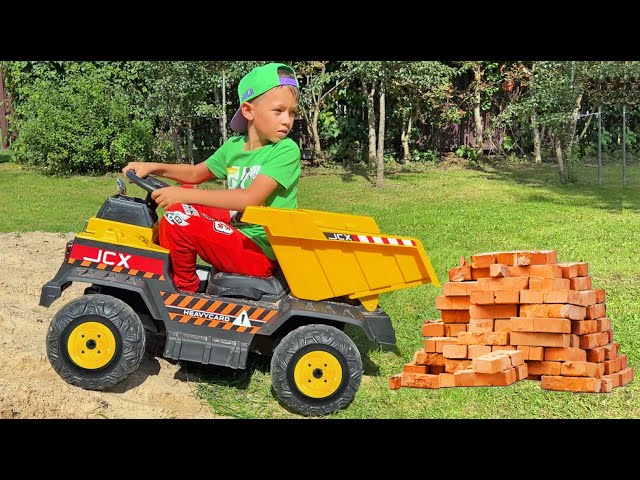 Sofia and Max play with Cars on a Construction Site for Kids