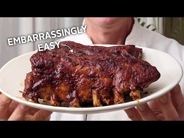 Embarrassingly easy, delicious, fall off the bone ribs