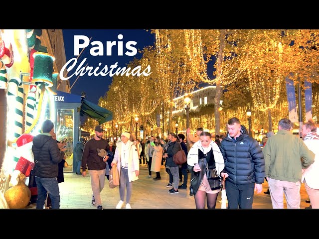 Paris France, Christmas in Paris, Champs Elysées Christmas lightings and decoration - 4K HDR 60 fps