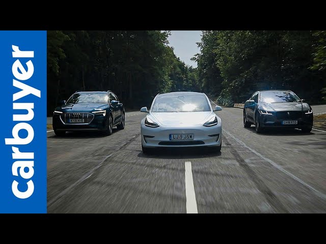 Tesla Model 3 vs Jaguar I-Pace SUV vs Audi e-tron SUV - Carbuyer