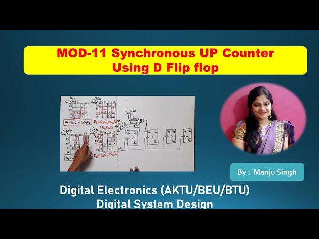 MOD 11 Synchronous Up counter using D flip flop | MOD 11 counter | Synchronous Counter Using D FF