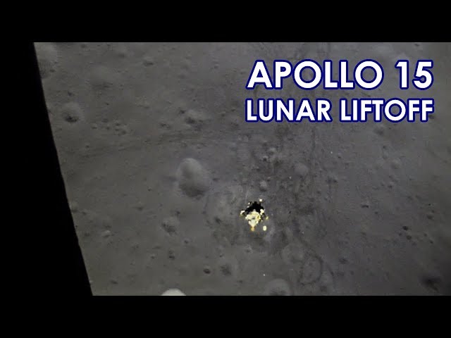 APOLLO 15 Lunar Liftoff  - Stabilized & Speed Corrected (1971/08/02) [HD source]