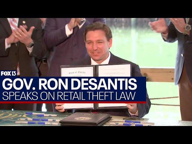 Governor DeSantis speaks on new retail theft law with Florida Attorney General