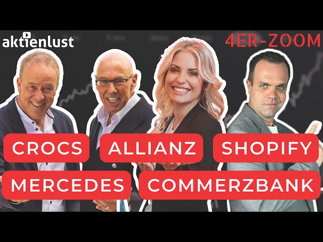 Allianz, Mercedes, Shopify, BB Biotech, Crocs, Commzerzbank, Gold: 4er Zoom
