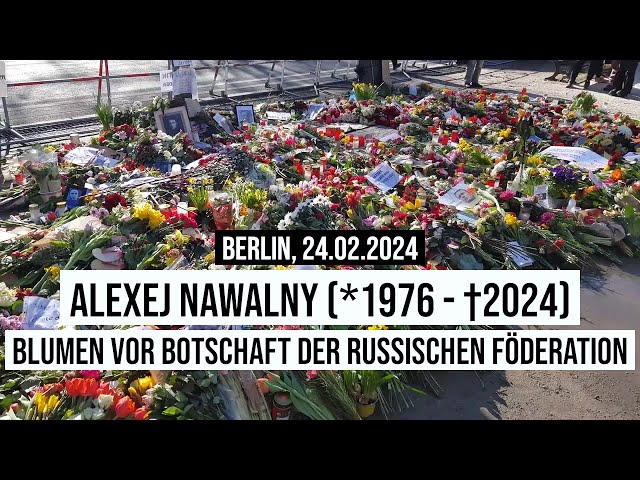 24.02.2024 #Berlin Blumen vor Russischer Botschaft für Alexei Anatoljewitsch Nawalny (1976-2024)