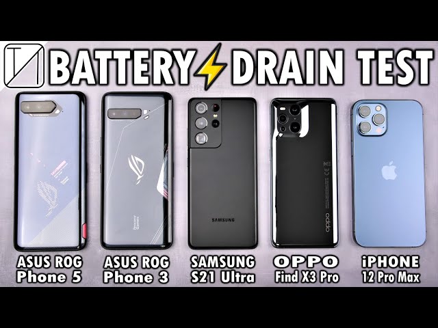 Asus ROG Phone 5 vs ROG 3 / S21 Ultra / OPPO Find X3 Pro / iPhone 12 Pro Max Battery Life DRAIN Test