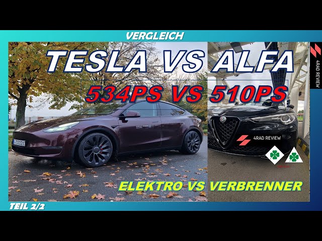 Tesla Model Y Performance vs Alfa Romeo Stelvio Quadrifoglio, Verbrenner gegen Elektro Teil 2 Review