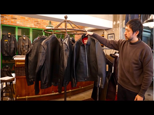 The process of making a leather jacket. Japanese leather jacket factory.