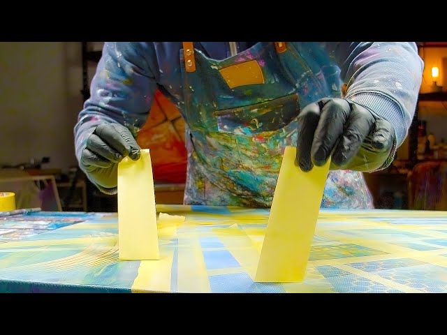 Transparent Abstract Painting Demo With Masking Tape | Sereno
