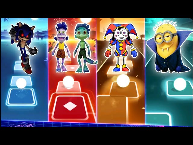 Sonic Exe- Luca- The Amazing Digital Circus- Minions -- Tiles Hop Music Game