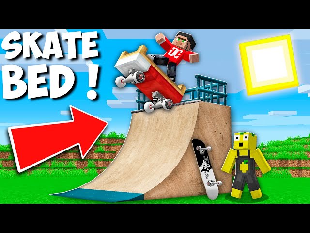 How to RIDE ON A SKATE BED in Minecraft ? NEW BED VEHICLE !