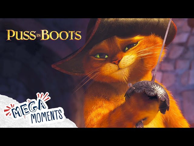 Sword Fight Or Dance Battle? 🐱 🥾🕺 | Puss In Boots | Movie Moments | Mega Moments
