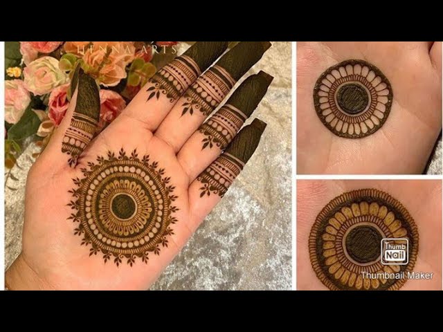 Beautiful flowers simple easy mandala gol tikki henna mehndi designs for hands for eid,weddings