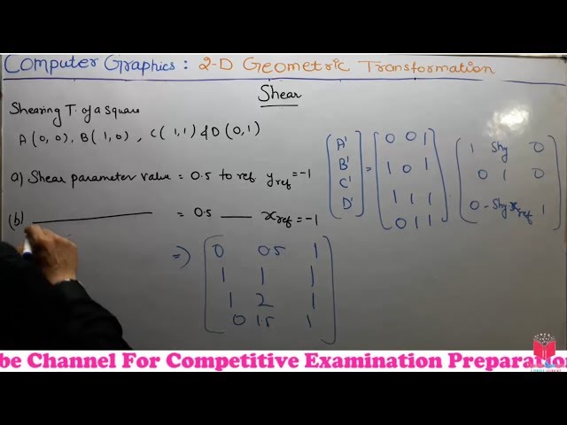 50- Numerical On Shear A Square In 2d Transformation In Computer Graphics In Hindi | Shear