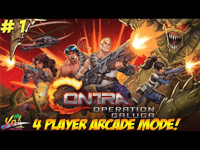 Contra Operation Galuga! 4 Player Arcade Mode! Part 1 - YoVideogames
