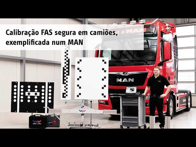 Calibração FAS segura em camiões, exemplificada num MAN