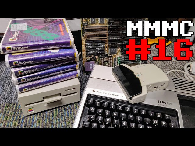 Broken TI99 with games, SyQuest cart testing, a Cyrix 486DLC CPU, a smashed Mac, and a hand scanner