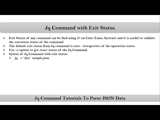 Section-7: Video-1: Jq Command with exit status | Parsing JSON Data with Jq Command | VRTechnologies