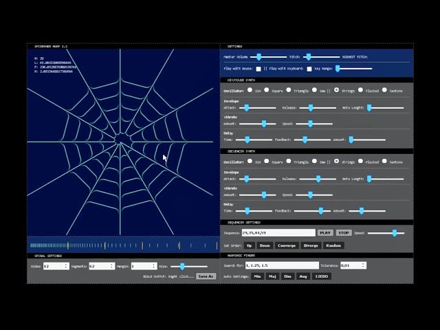 Spiderweb Microtonal Harp / Spiral Tunings / Synth (Update)