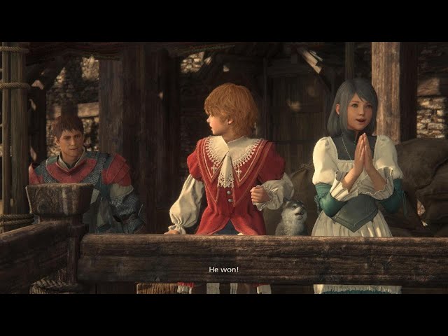 Final Fantasy XVI Demo | Torgal celebrates Clive's win with Joshua & Jill