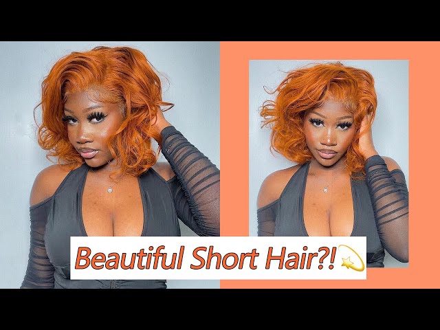 Woahh~🤯 She Installed Our Short Lace Wig #Elfinhair Review, Love This Orange Color Hair?